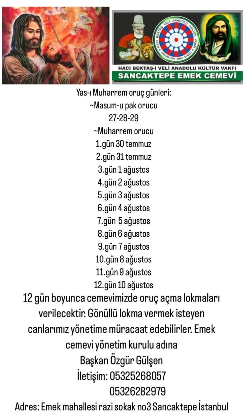 SANCAKTEPE EMEK CEMEVİ MUHARREM ORUÇ GÜNLERİNE HAZIR